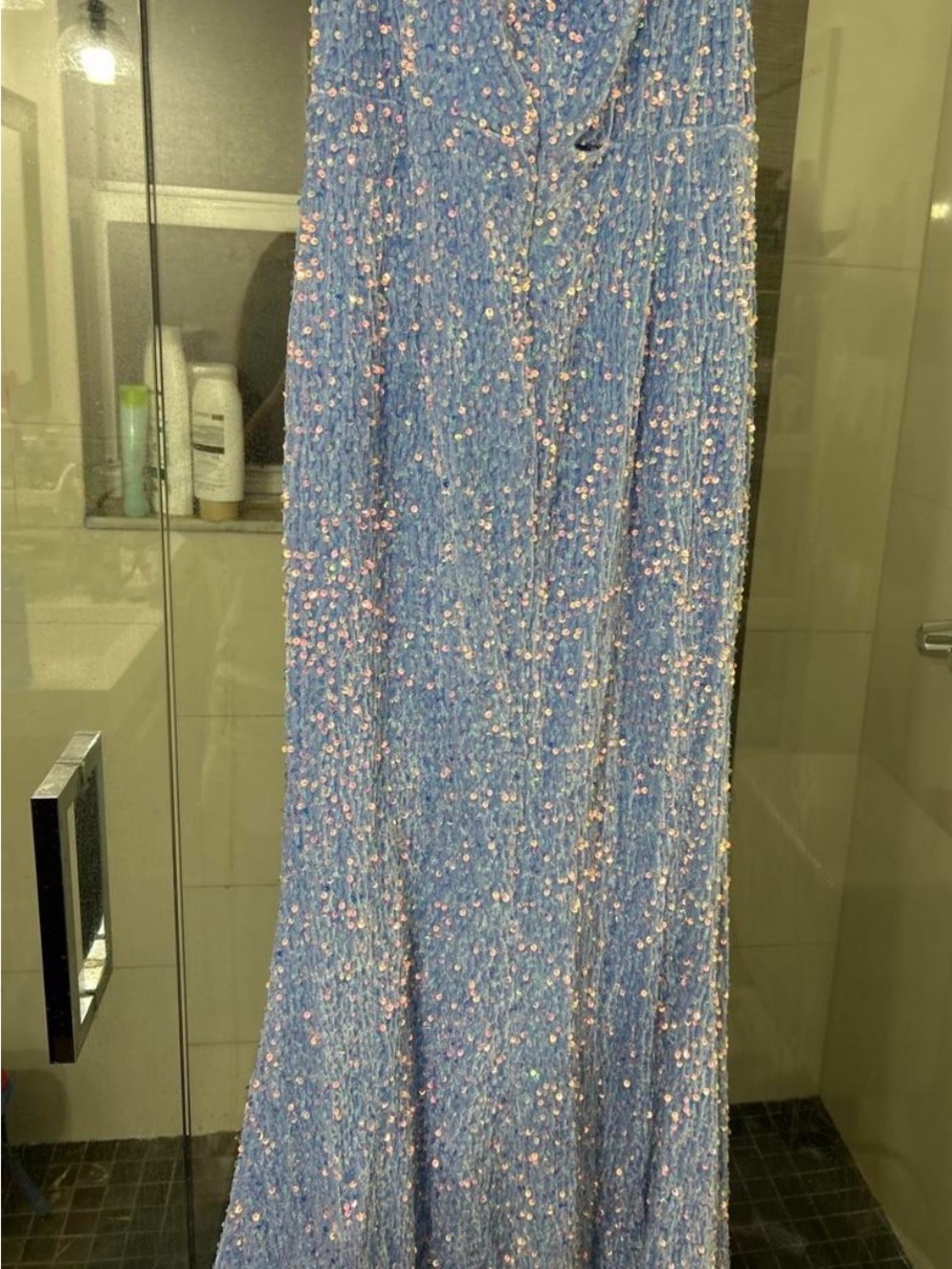 Source Unknown Blue Sequin Maxi Skirt